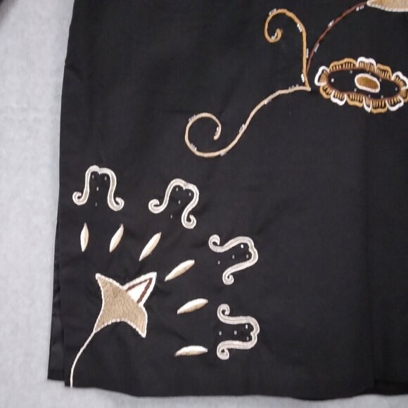 Indigo Moon | Black Embroidered Artsy Boho Duster Coat Jacket | Size M - Picture 7 of 10